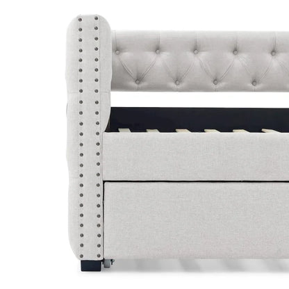 Full Size Upholstered Daybed Sofa Bed with Twin Size Trundle
