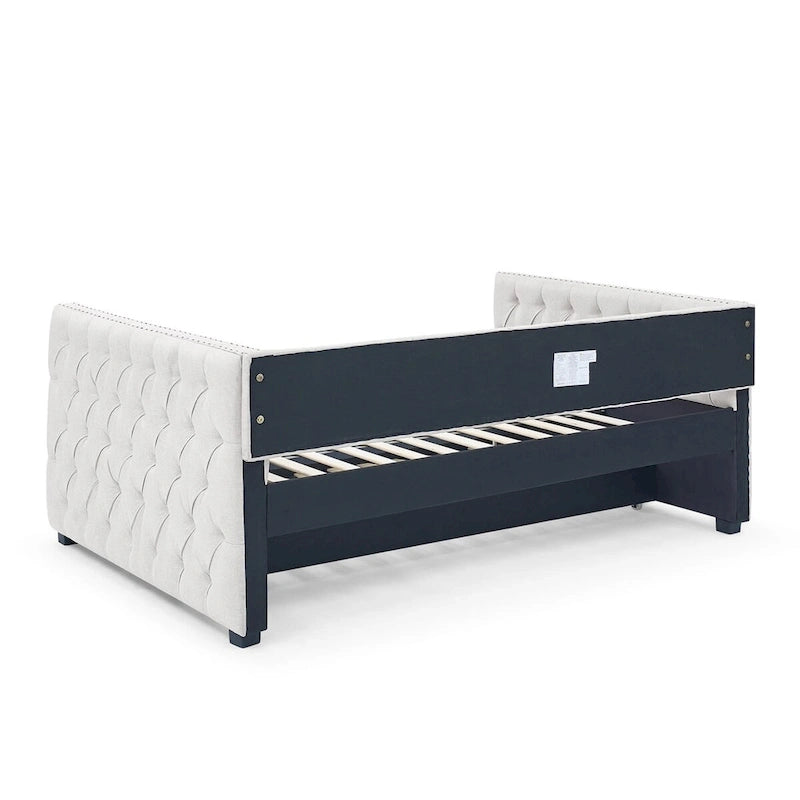 Full Size Upholstered Daybed Sofa Bed with Twin Size Trundle