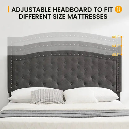 Tufted Velvet Upholstered Low Profile Standard Bed Platform Bed Frame