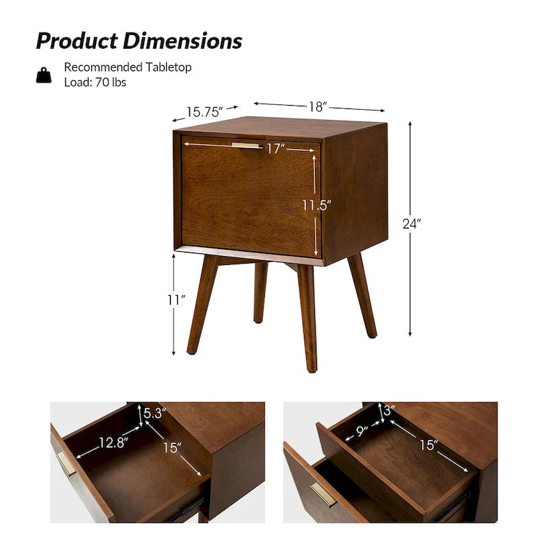Isabel Mid-century 2- Drawer Wood Nightstand Sets of 2 by HULALA HOME
