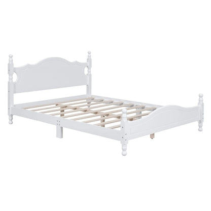 Retro Style Platform Bed with Wooden Slat Support