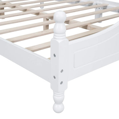 Retro Style Platform Bed with Wooden Slat Support