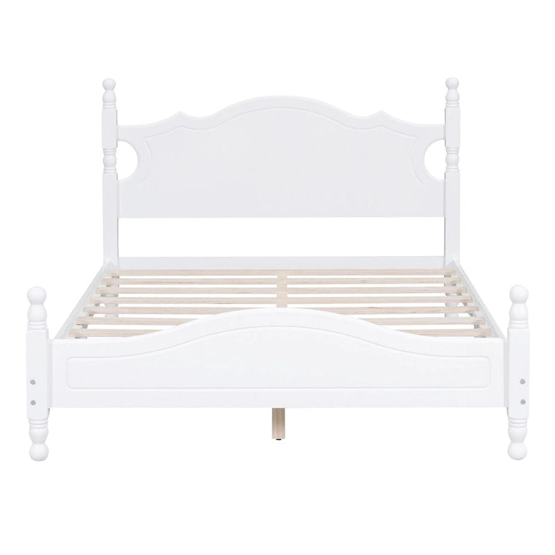 Retro Style Platform Bed with Wooden Slat Support
