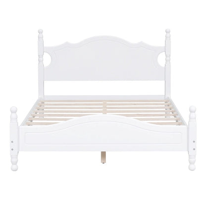 Retro Style Platform Bed with Wooden Slat Support