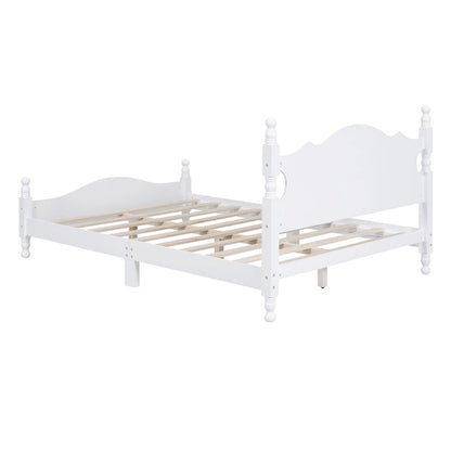 Retro Style Platform Bed with Wooden Slat Support