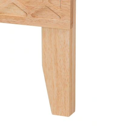 Natural Wood Queen Platform Bed with Honeycomb Headboard