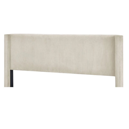 Queen Size Corduroy Platform Bed with Metal Legs