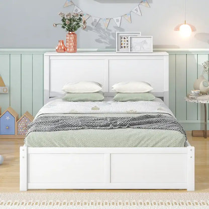 Storage Platform Bed with Pull Out Shelves and Trundle