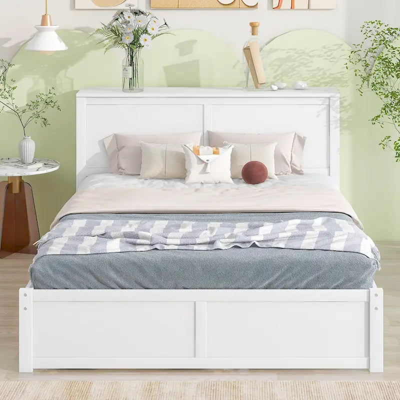 Storage Platform Bed with Pull Out Shelves and Trundle