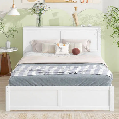 Storage Platform Bed with Pull Out Shelves and Trundle