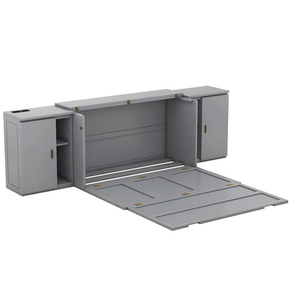 Queen Size Murphy Bed with Shelves Cabinets and USB Ports