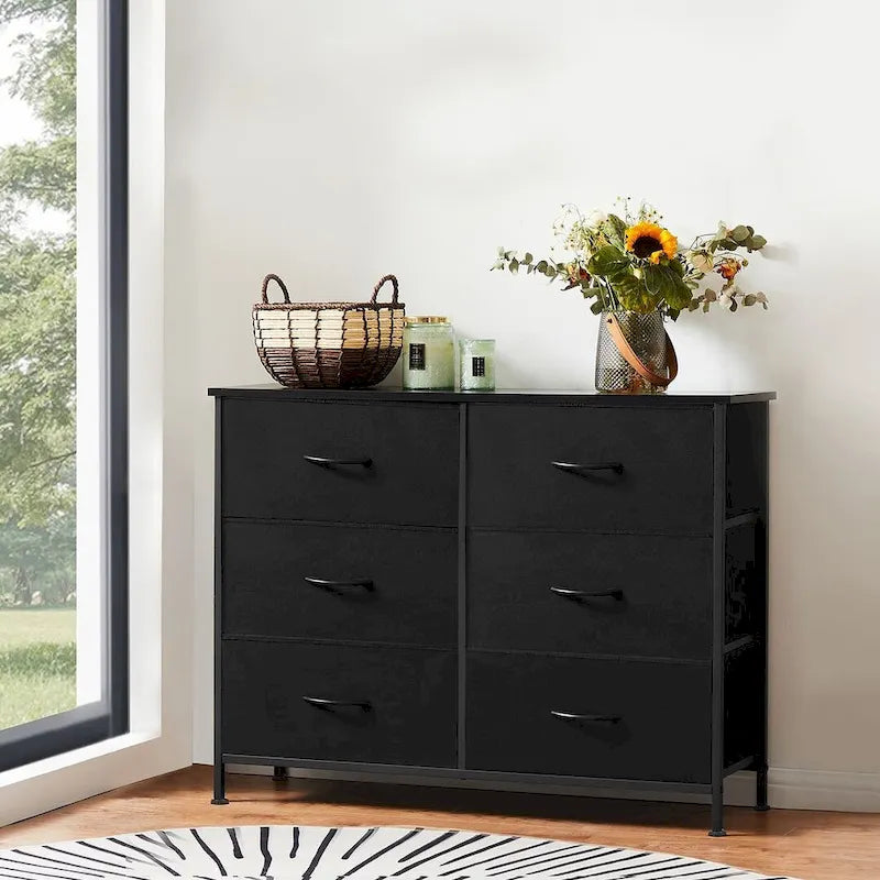 6 Drawer Dresser Drawer Chest Tall Storage Cabinet Organizer Unit Bedroom Living Room