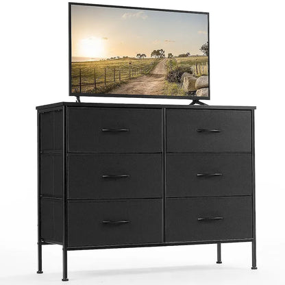6 Drawer Dresser Drawer Chest Tall Storage Cabinet Organizer Unit Bedroom Living Room