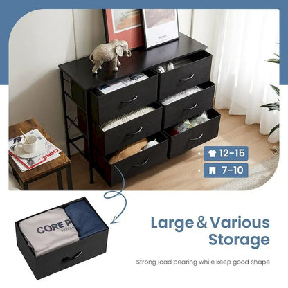 6 Drawer Dresser Drawer Chest Tall Storage Cabinet Organizer Unit Bedroom Living Room