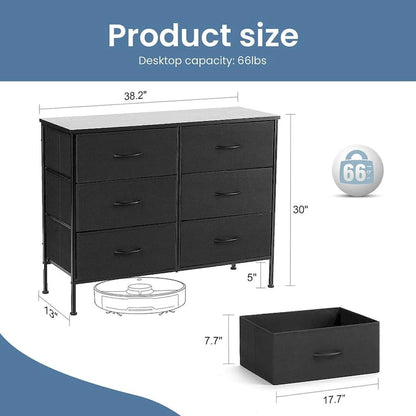 6 Drawer Dresser Drawer Chest Tall Storage Cabinet Organizer Unit Bedroom Living Room