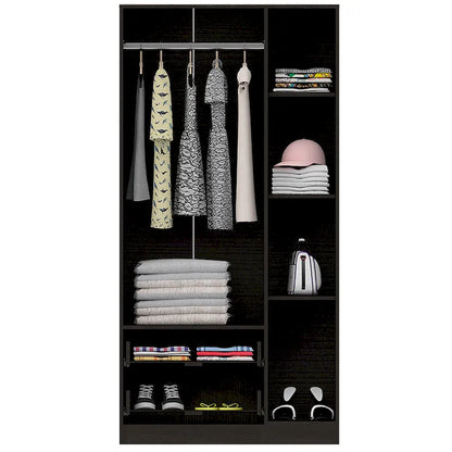 Austral 3 Door Armoire with Drawers, Shelves, and Hanging Rod