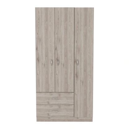 Austral 3 Door Armoire with Drawers, Shelves, and Hanging Rod