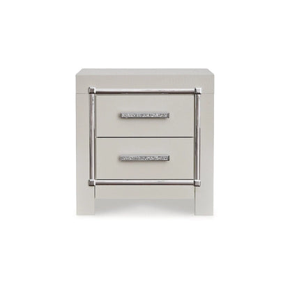 Signature Design by Ashley Zyniden Silver Upholstered Panel Headboard with 2 Nightstands