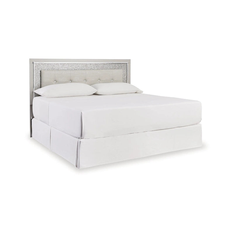 Signature Design by Ashley Zyniden Silver Upholstered Panel Headboard with 2 Nightstands