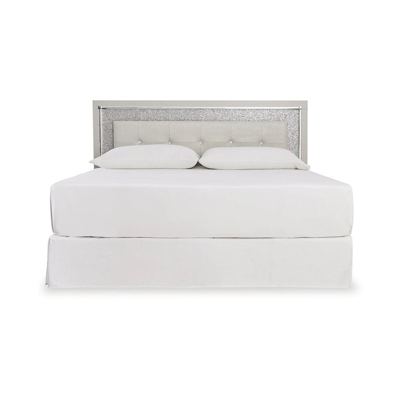 Signature Design by Ashley Zyniden Silver Upholstered Panel Headboard with 2 Nightstands