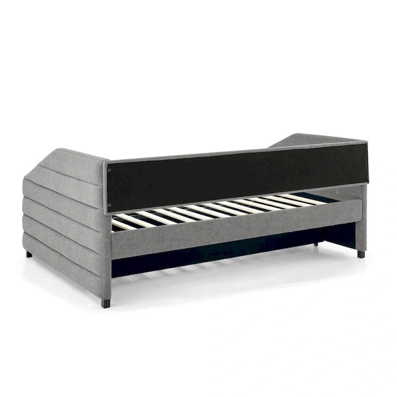 Full Size Daybed with Trundle Upholstered Tufted Sofa Bed, Linen Fabric