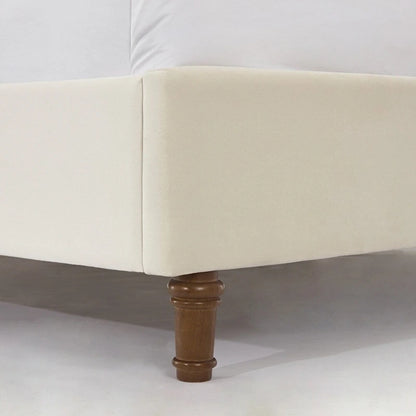 Upholstered Queen Bed with Nailhead Trim Wingback Headboard