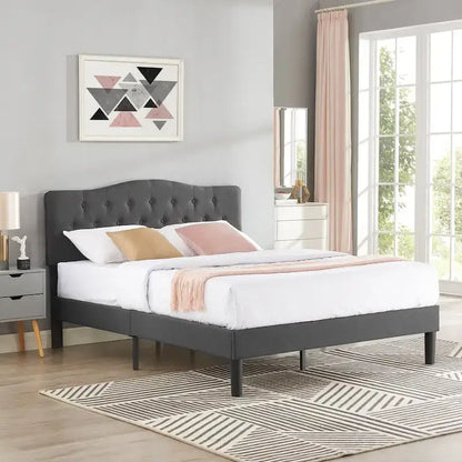 Javlergo Upholstered Platform Bed Frame with Adjustable Headboard, No Box Spring Needed