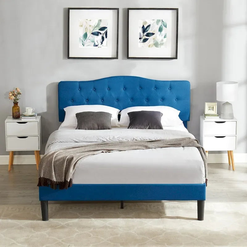 Javlergo Upholstered Platform Bed Frame with Adjustable Headboard, No Box Spring Needed
