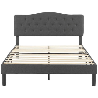 Javlergo Upholstered Platform Bed Frame with Adjustable Headboard, No Box Spring Needed
