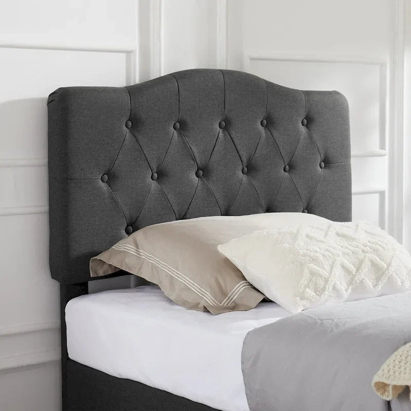 Javlergo Upholstered Platform Bed Frame with Adjustable Headboard, No Box Spring Needed