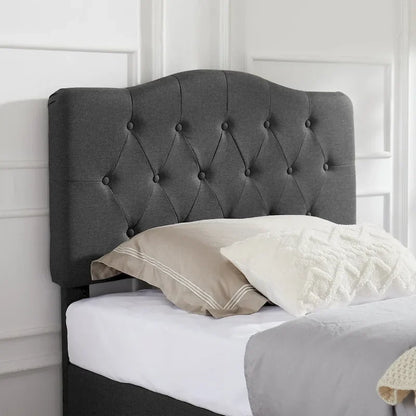 Javlergo Upholstered Platform Bed Frame with Adjustable Headboard, No Box Spring Needed