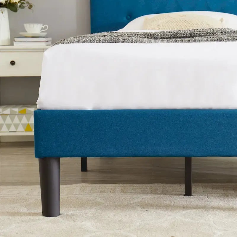 Javlergo Upholstered Platform Bed Frame with Adjustable Headboard, No Box Spring Needed
