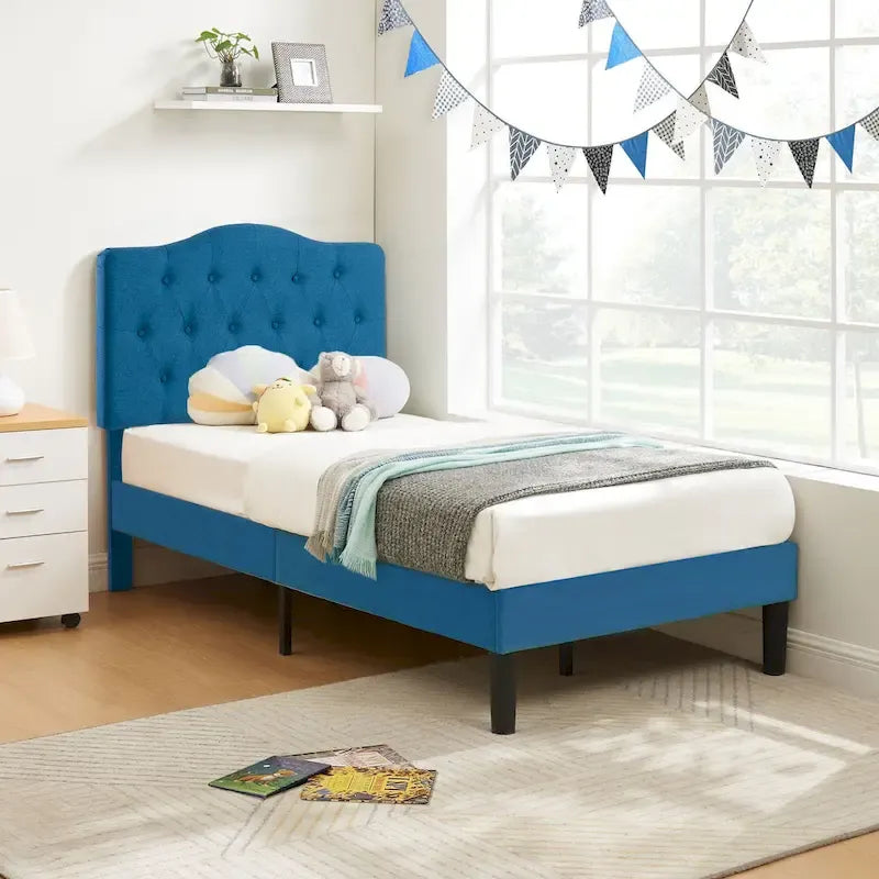 Javlergo Upholstered Platform Bed Frame with Adjustable Headboard, No Box Spring Needed