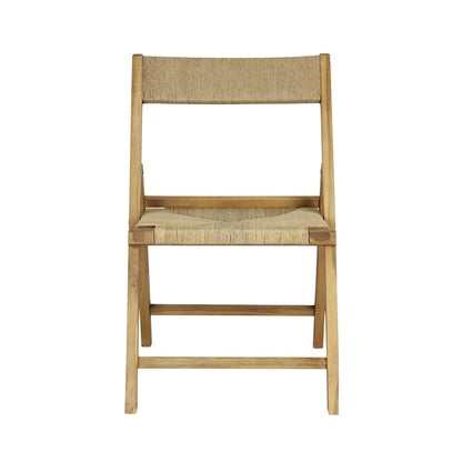 Mallorca Coastal Modern Wood Woven Seagrass Folding Chair, Natural (Set of 2) by JONATHAN Y