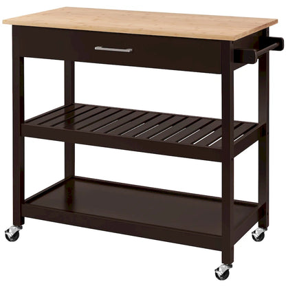 Yaheetech Kitchen Cart with storage and Drawer Wood Countertop
