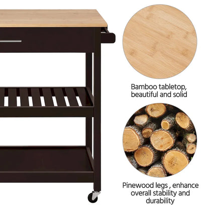 Yaheetech Kitchen Cart with storage and Drawer Wood Countertop
