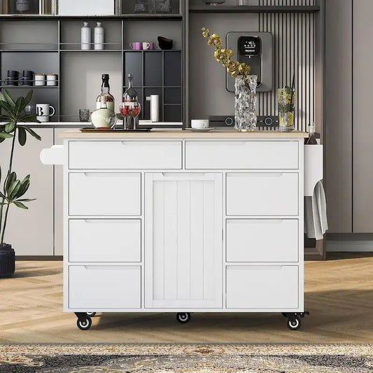 Store Kitchen Cart with Wheels and 8 Drawers