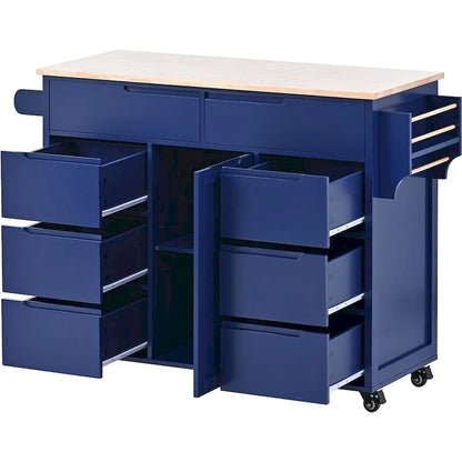 Store Kitchen Cart with Wheels and 8 Drawers