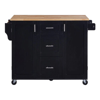 Rolling Kitchen Island Cart on Wheels with Storage,2 Slide-Out Shelf and Internal Storage Rack