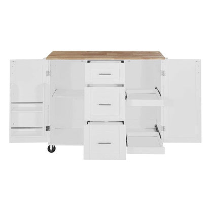 Rolling Kitchen Island Cart on Wheels with Storage,2 Slide-Out Shelf and Internal Storage Rack
