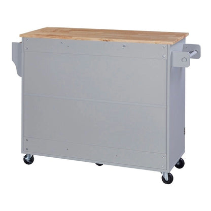 Rolling Kitchen Island Cart on Wheels with Storage,2 Slide-Out Shelf and Internal Storage Rack