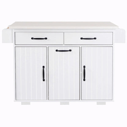 Kitchen Island with Trash Can Storage and Adjustable Shelf