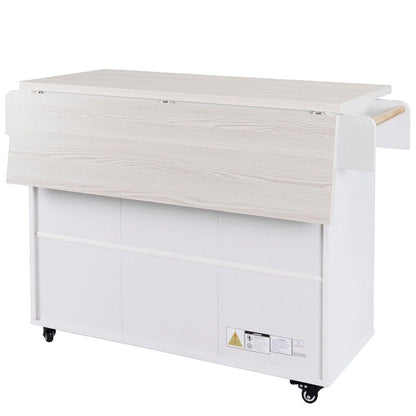 Kitchen Island with Trash Can Storage and Adjustable Shelf
