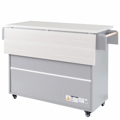 Kitchen Island with Trash Can Storage and Adjustable Shelf