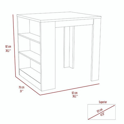 Elkins 3-Drawer Kitchen Island White and Pine