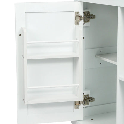 Kitchen Cart with Rubber wood Drop-Leaf Countertop