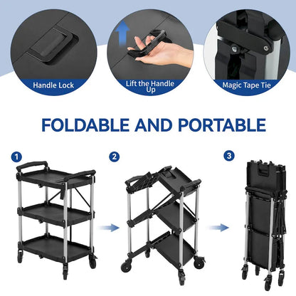 3 Tier Portable Kitchen Cart with Swivel Wheels
