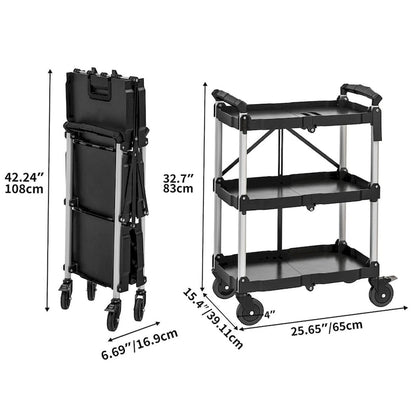 3 Tier Portable Kitchen Cart with Swivel Wheels
