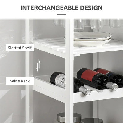 Rolling Wood Kitchen Island with Storage and Stemware Holder - N/A