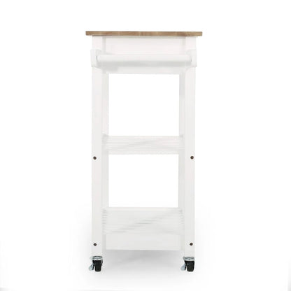 Compact Wooden Kitchen Cart with Wheels Shelves and Drawer by Christopher Knight Home